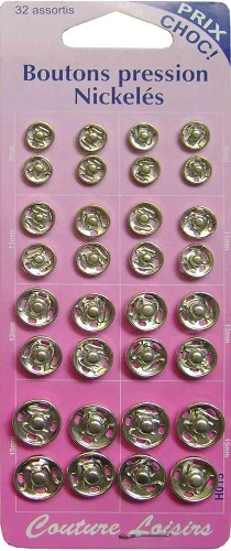 Boutons pression Nickelés-32 assortis