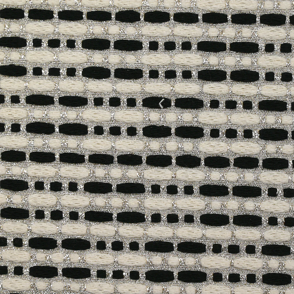 Brocart polycoton rayé Coline noir et blanc cassé - Image 4