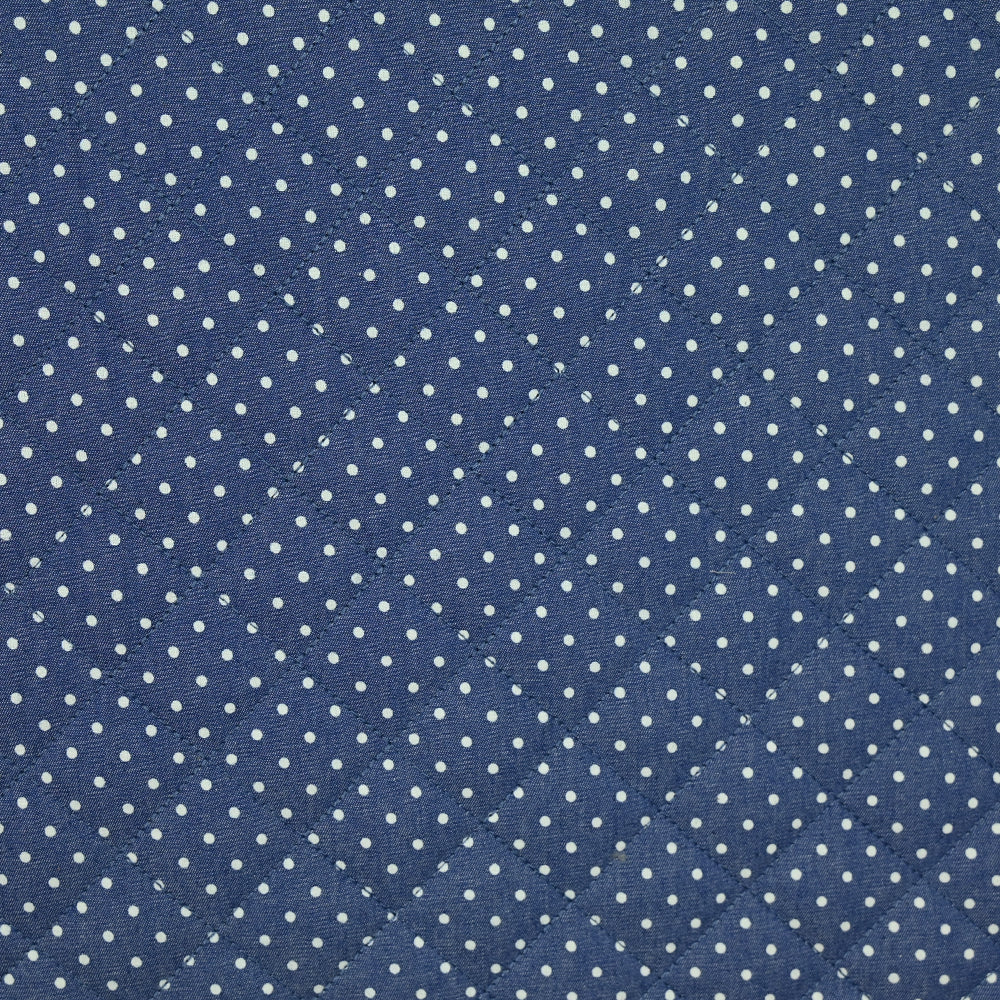 Chambray matelassé imprimé à pois