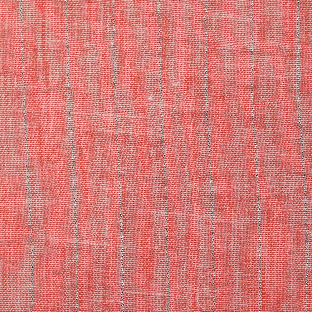 Chambray rayure Lurex Manon fond corail - Image 4