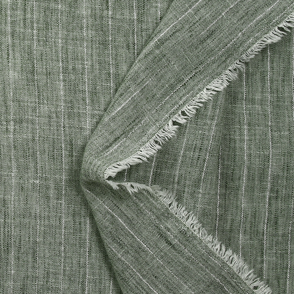 Chambray rayure Lurex Manon fond kaki - Image 5