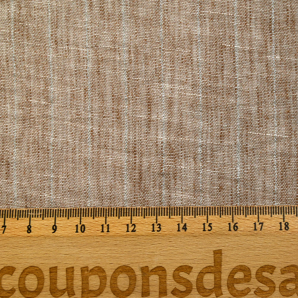 Chambray rayure Lurex Manon fond marron biscuit - Image 3