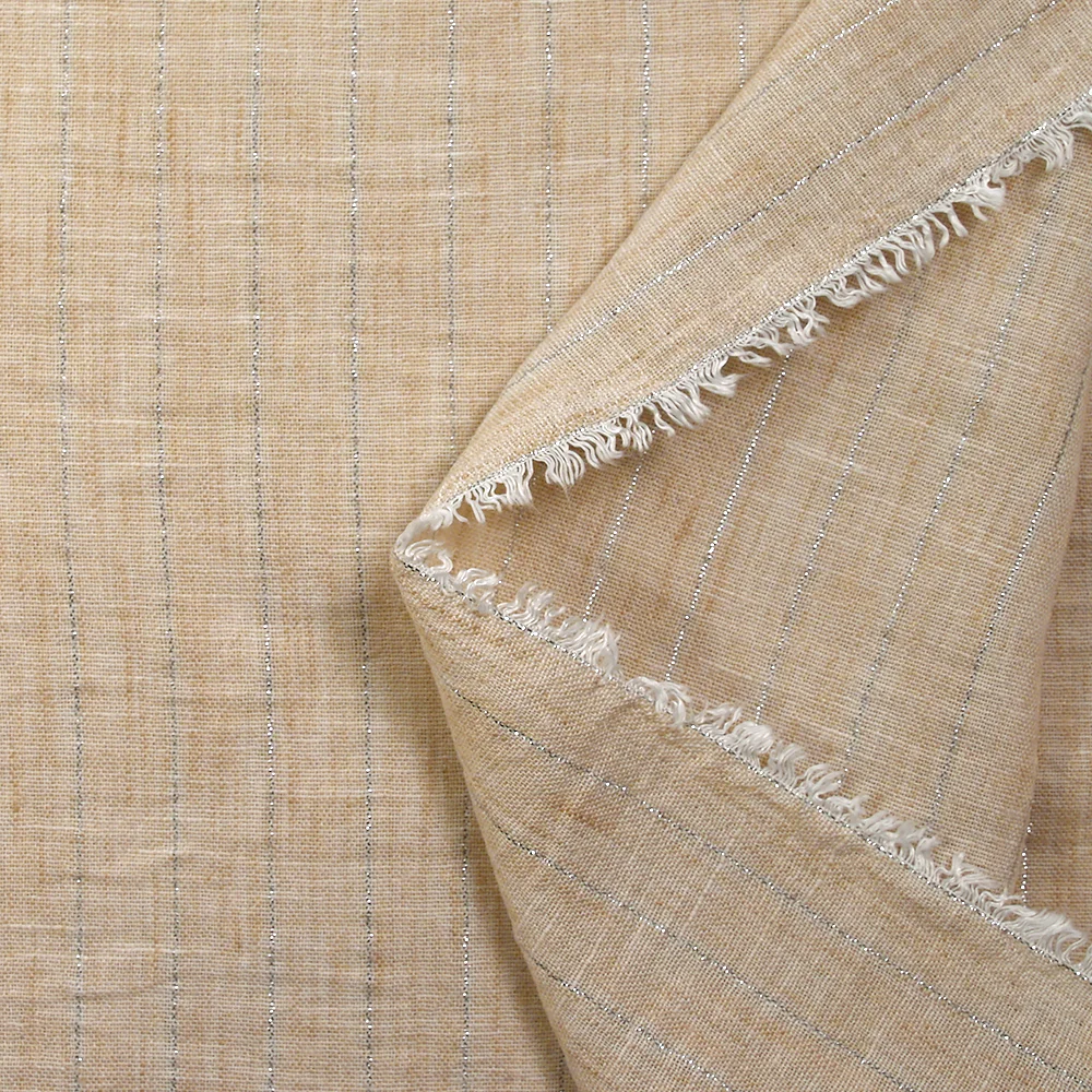 Chambray rayure Lurex Manon fond sable - Image 5