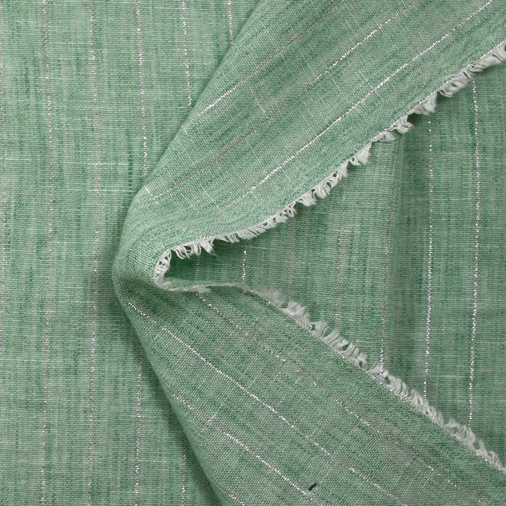 Chambray rayure Lurex Manon fond vert - Image 5