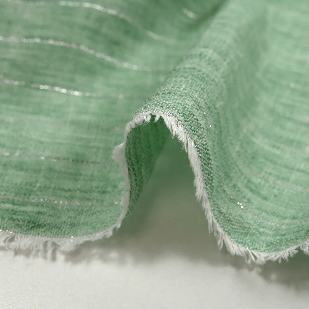 Chambray rayure Lurex Manon fond vert - Image 6