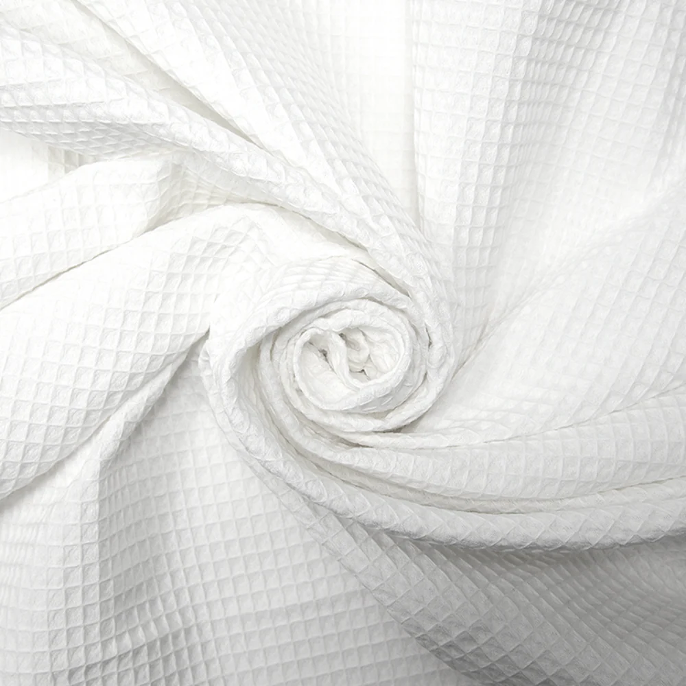 Coton 100% nid d'abeille blanc - Image 2
