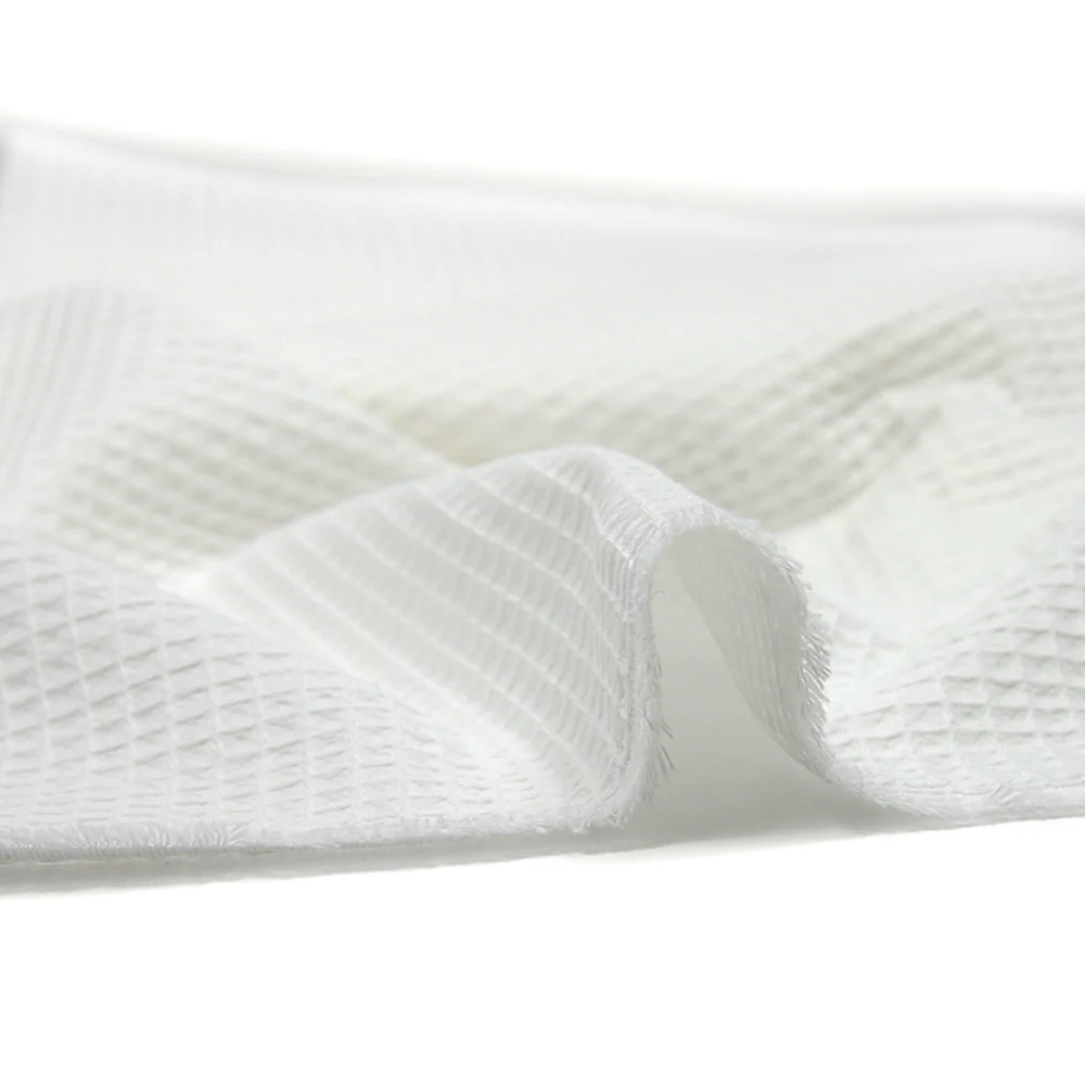 Coton 100% nid d'abeille blanc - Image 3