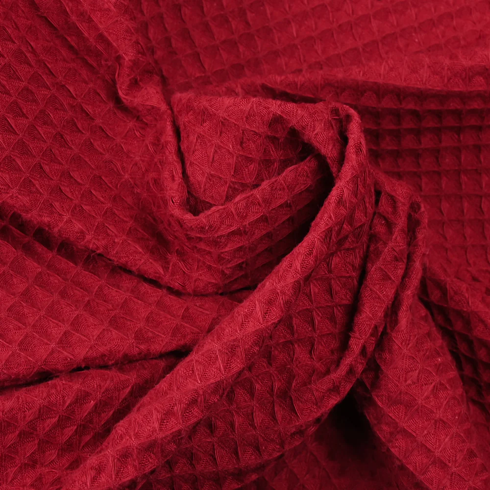 Coton 100% nid d'abeille cerise - Image 2
