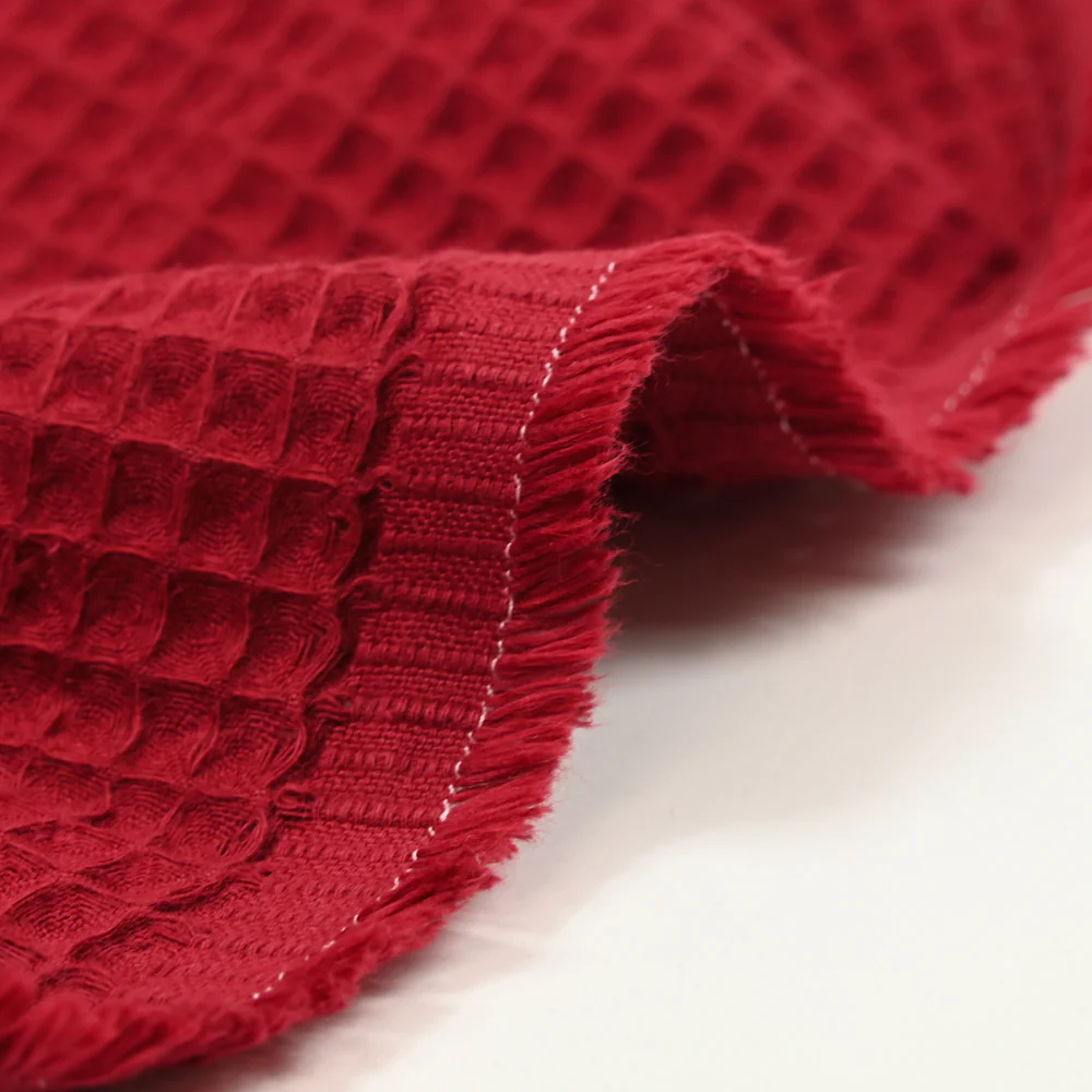 Coton 100% nid d'abeille cerise - Image 4