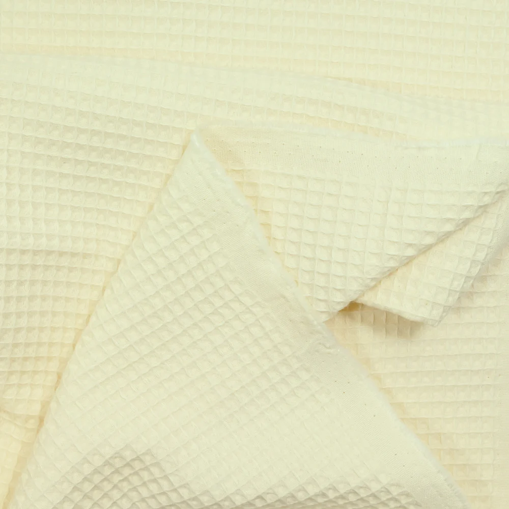 Coton 100% nid d'abeille crème - Image 3