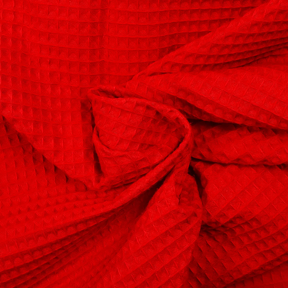 Coton 100% nid d'abeille rouge - Image 2