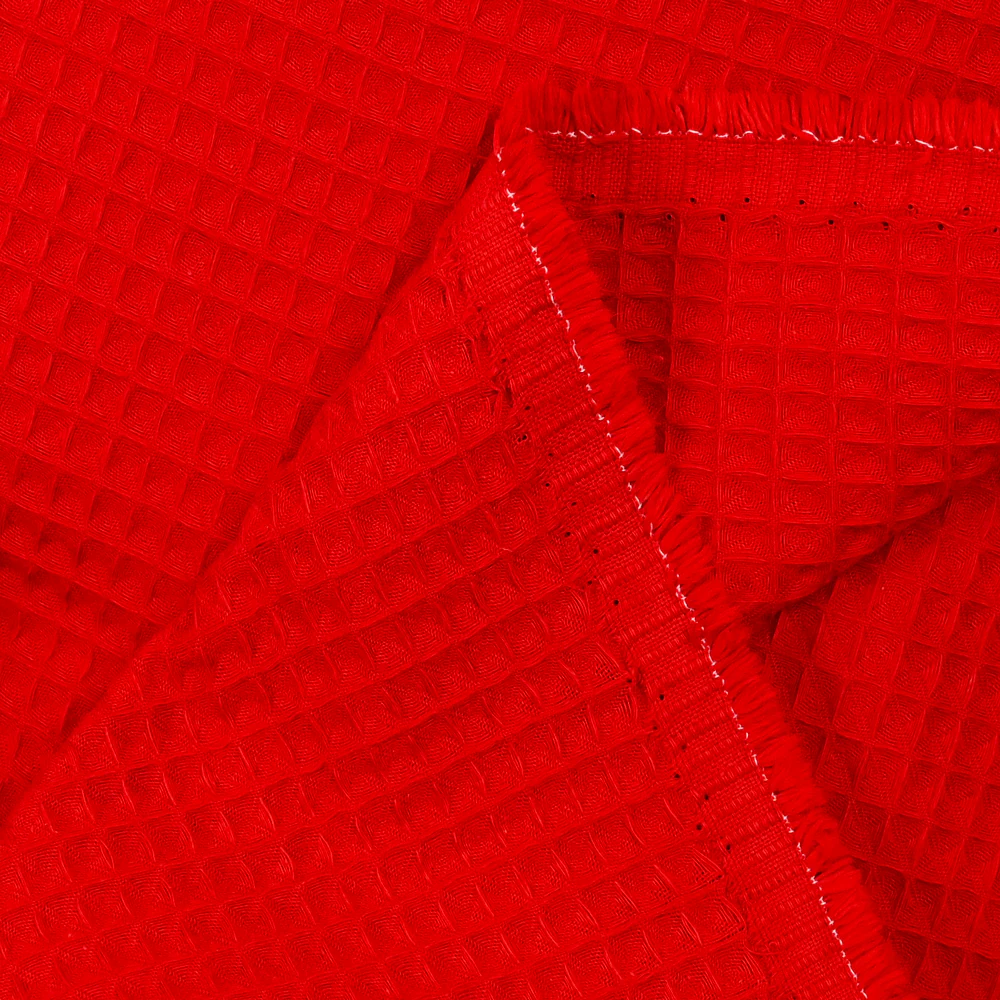 Coton 100% nid d'abeille rouge - Image 4