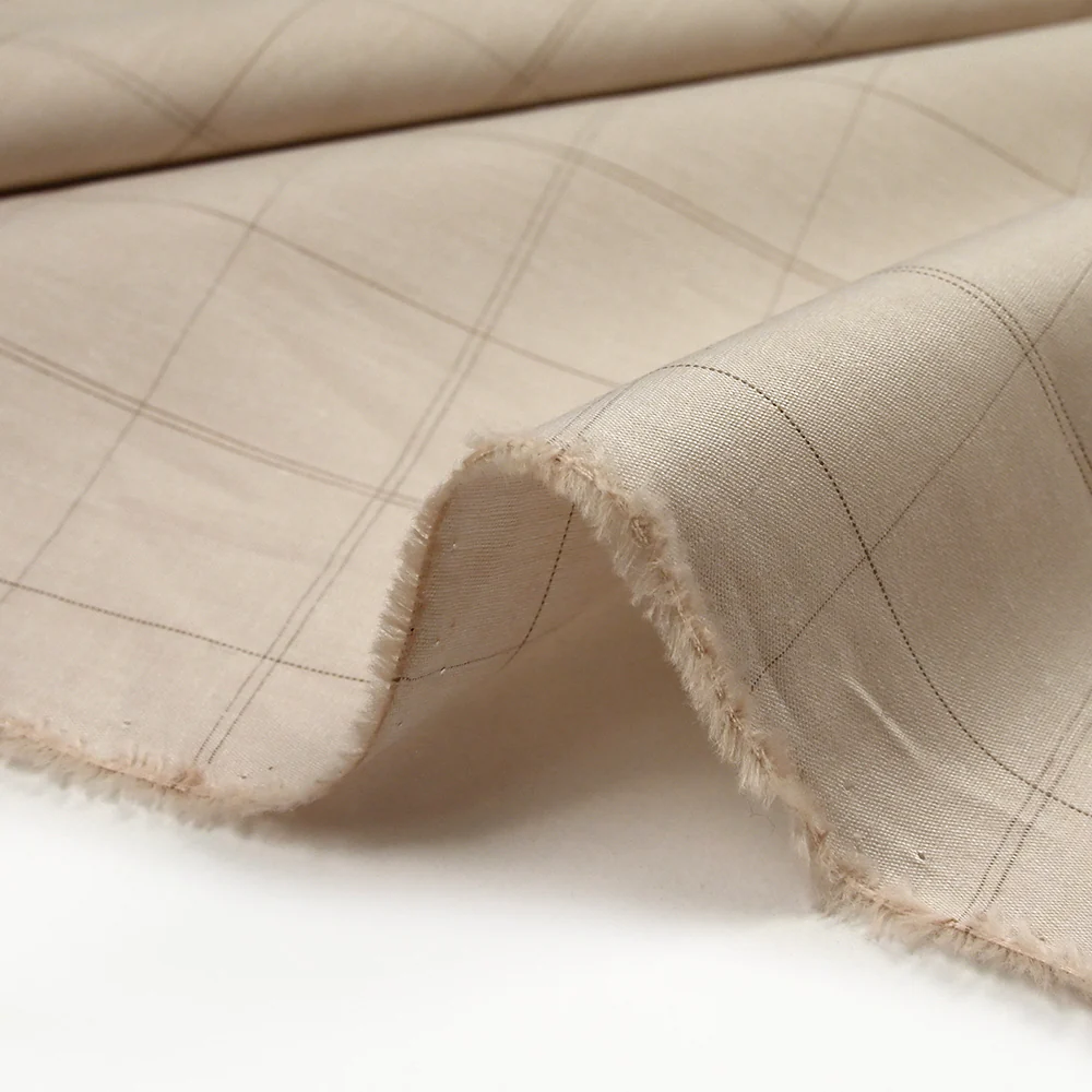 Coton Ă carreaux fond beige clair - Image 6