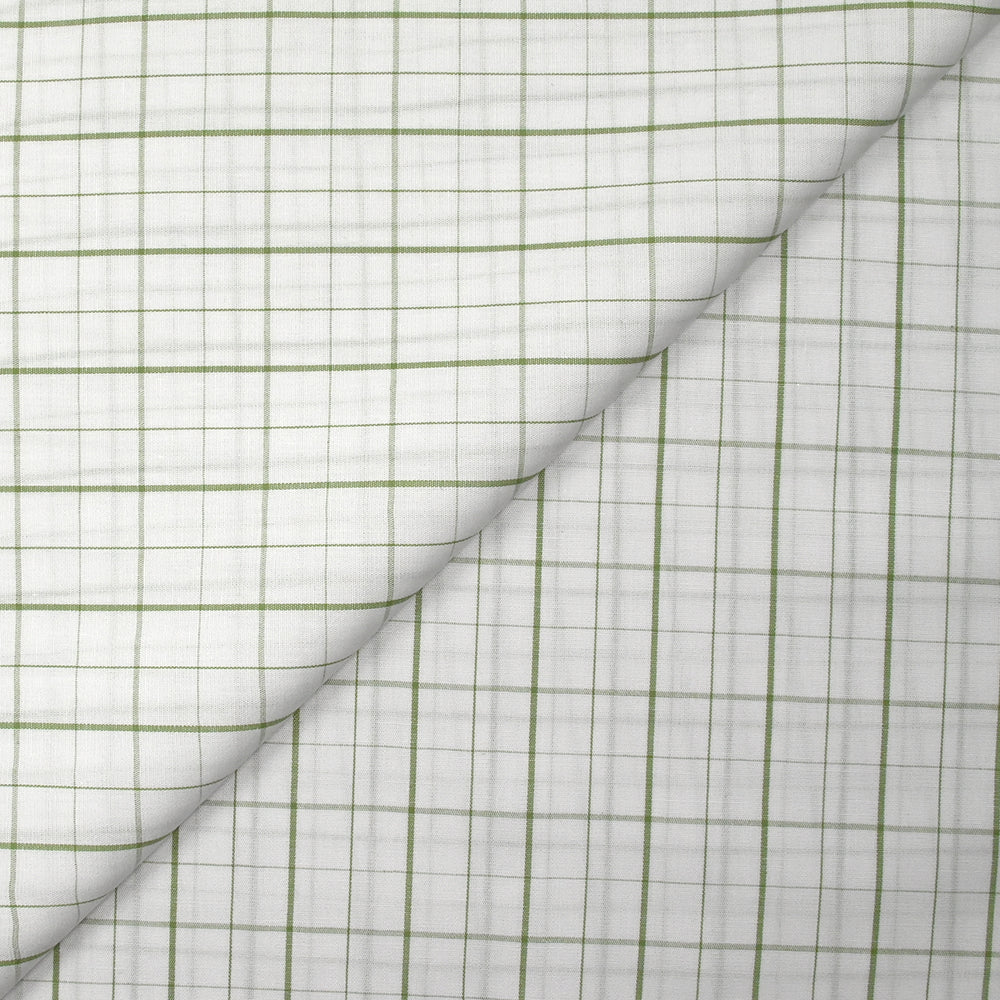 Coton Ă carreaux vert sauge fond blanc