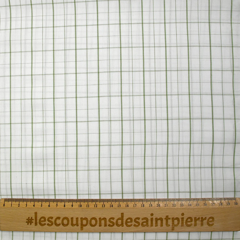 Coton Ă carreaux vert sauge fond blanc - Image 3