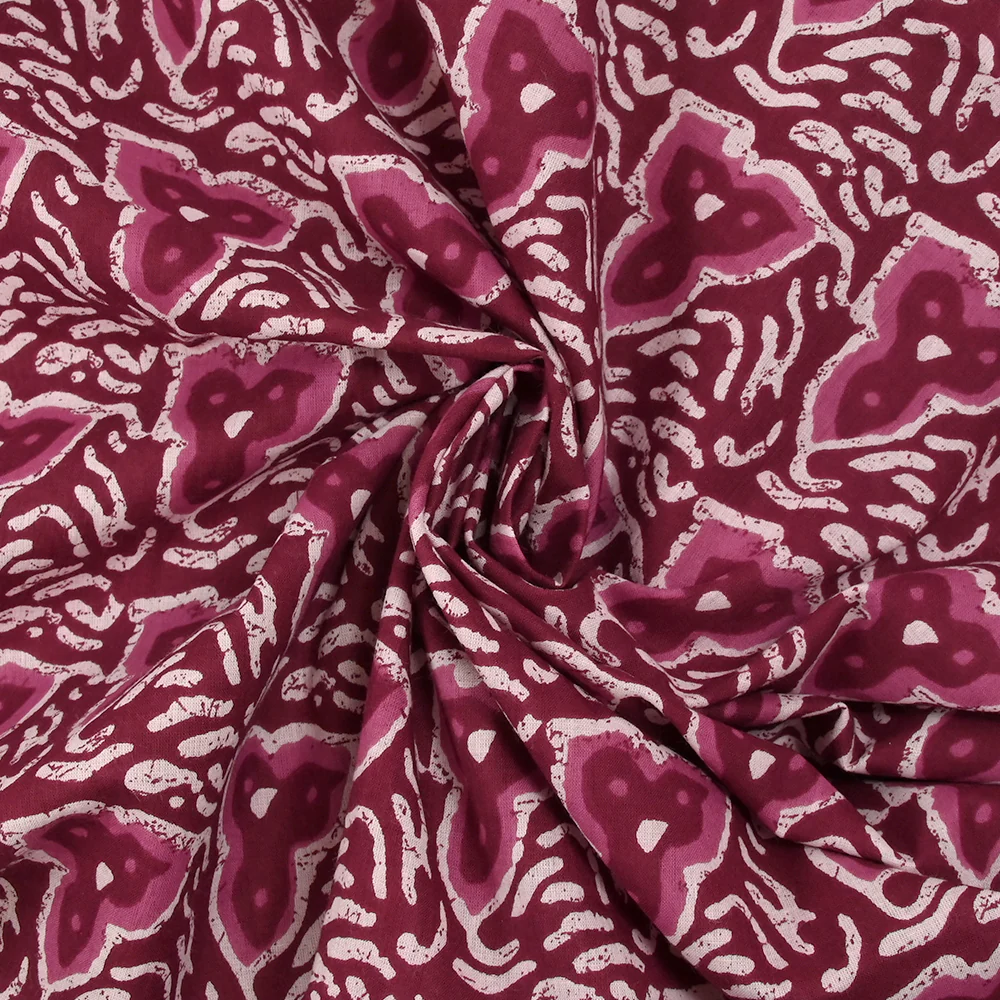 Coton batik imprimé Jodhpur fond lie de vin - Image 2