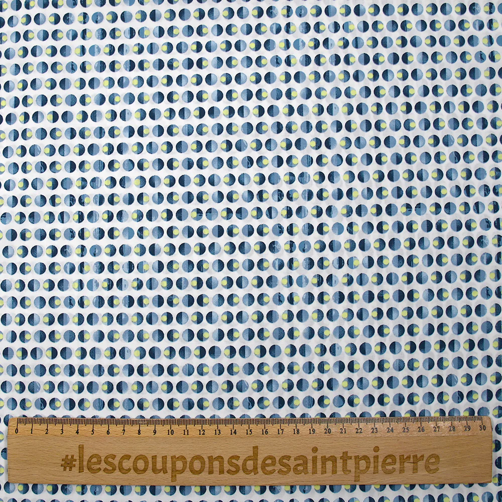 Coton élasthanne lever du soleil en pois fond blanc - Image 3