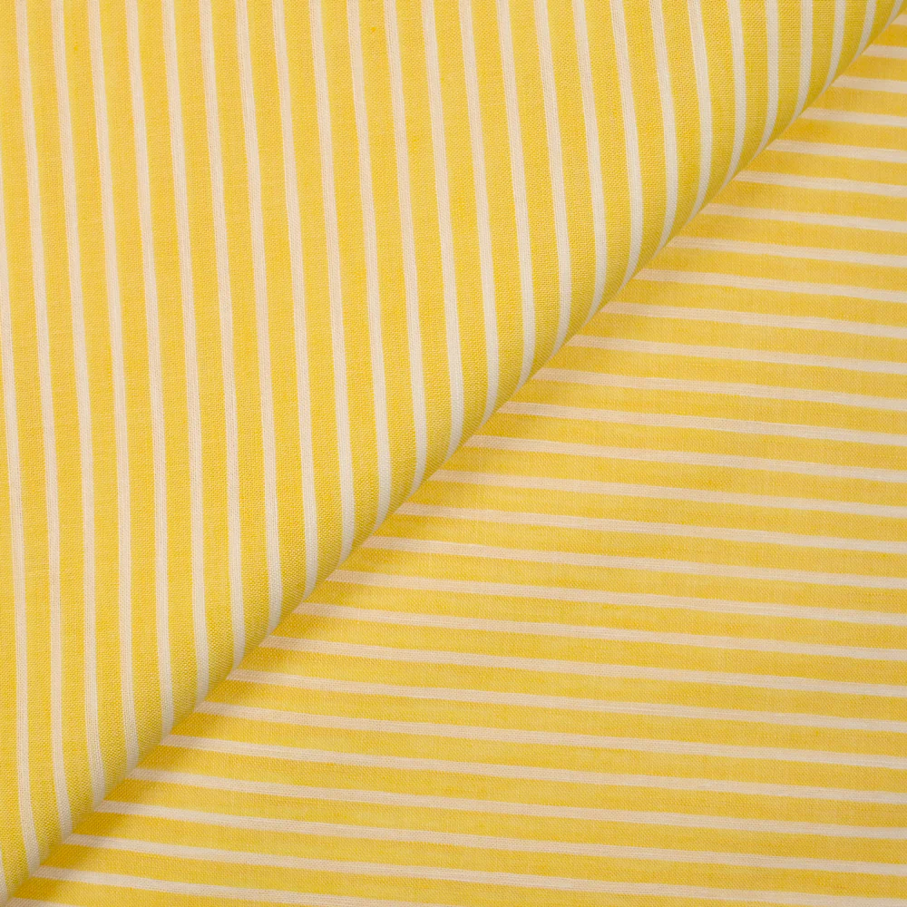 Coton fin tissé-teint rayé 6mm fond citron