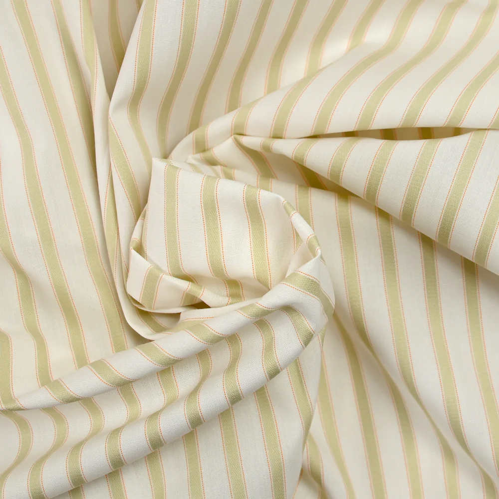 Coton fin tissé-teint rayé beige tilleul - Image 2