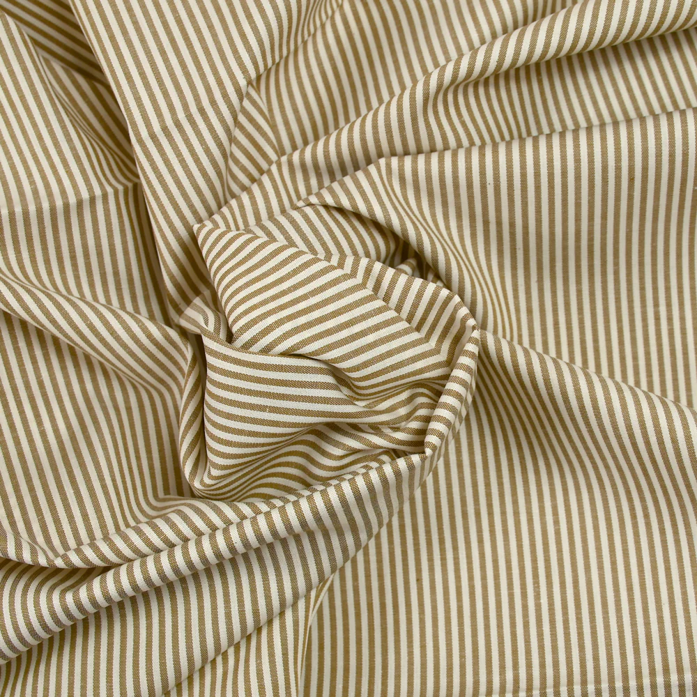 Coton fin tissé-teint Sophie rayé 2mm fond biscuit - Image 2