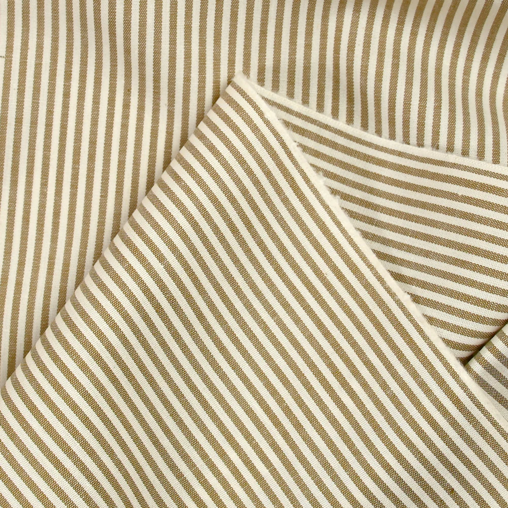 Coton fin tissé-teint Sophie rayé 2mm fond biscuit - Image 4