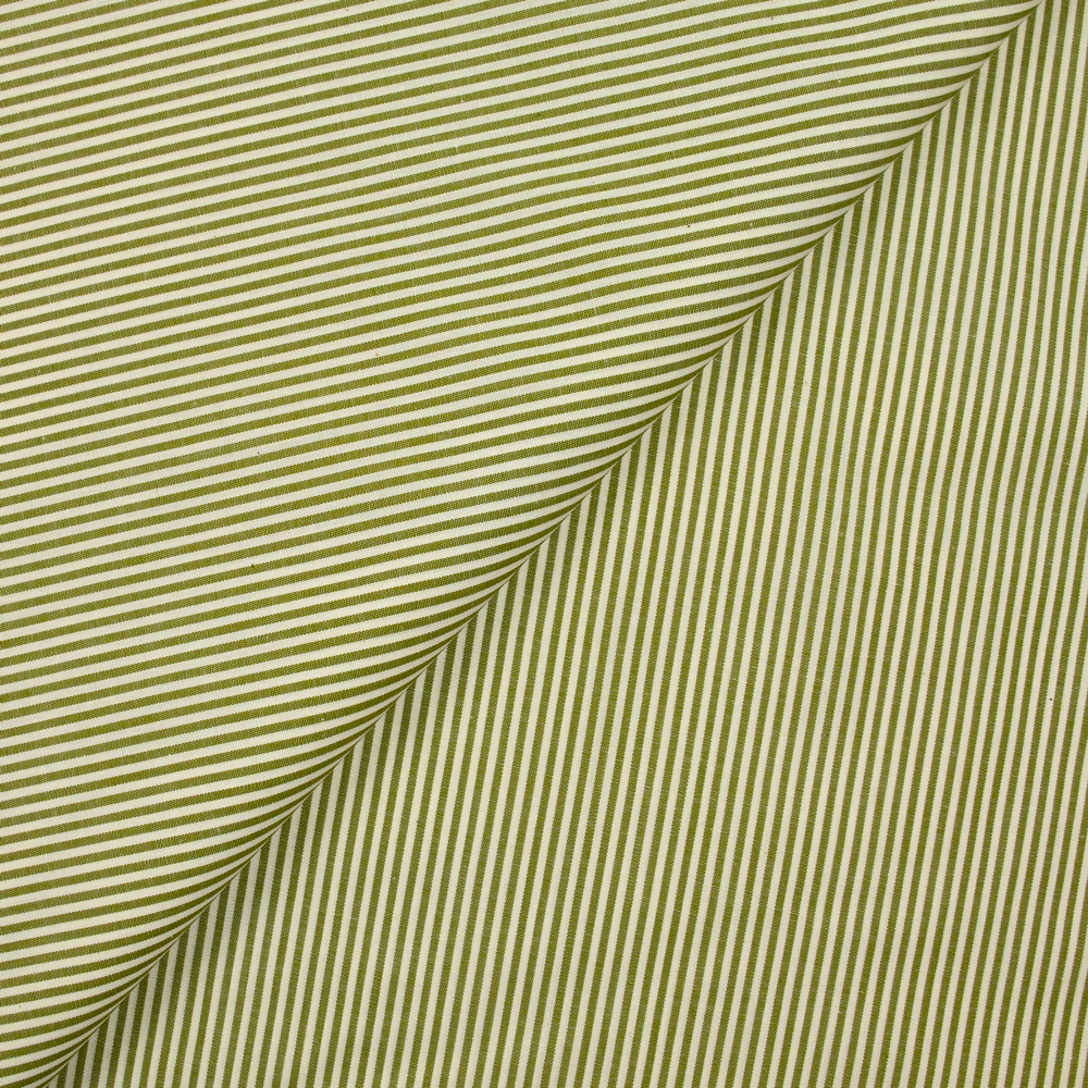 Coton fin tissé-teint Sophie rayé 2mm fond matcha
