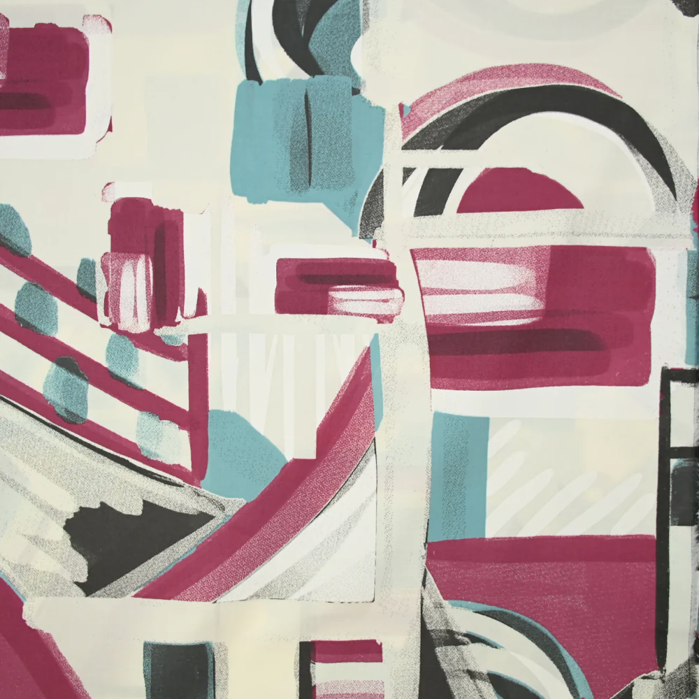 Coton imprimé abstrait fond argile