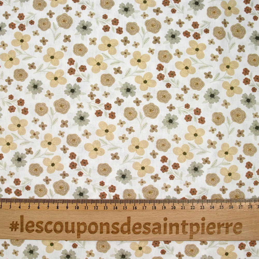 Coton imprimé amour passion beige et marron - Image 3