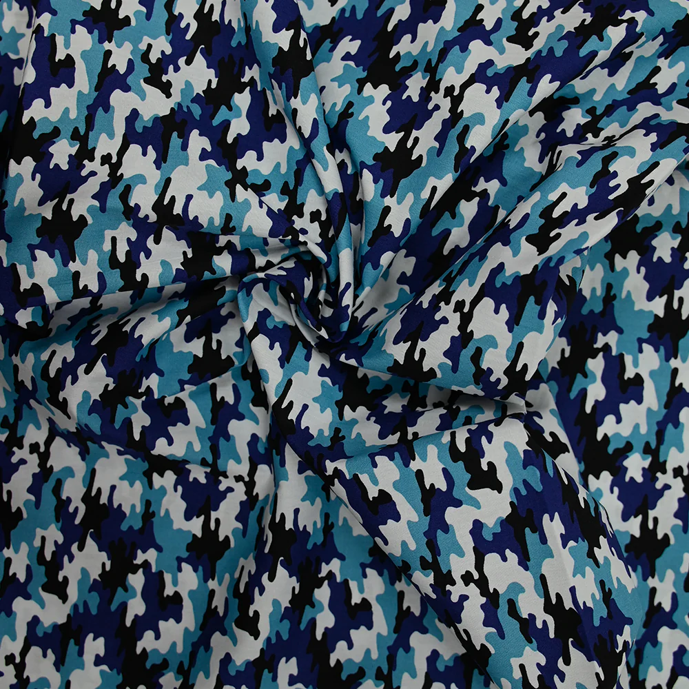 Coton imprimé camouflage bleu - Image 2