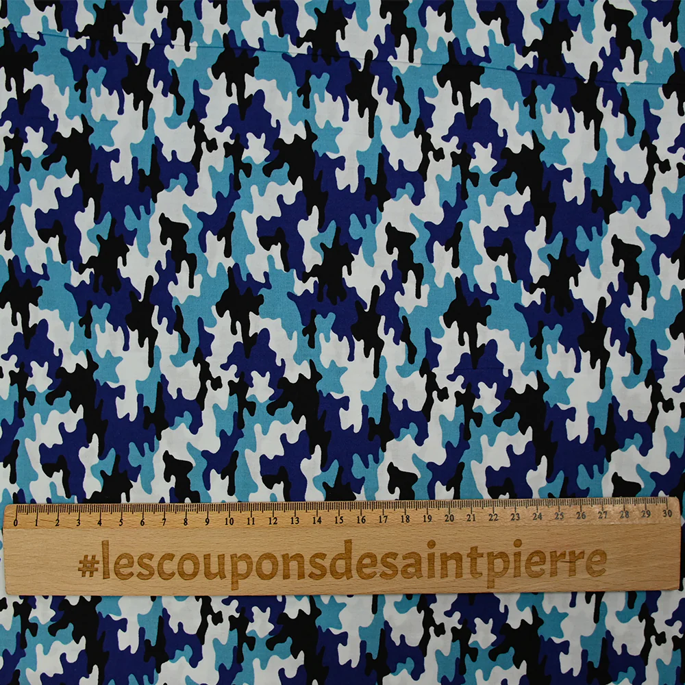 Coton imprimé camouflage bleu - Image 3