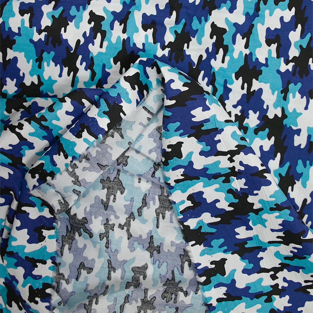 Coton imprimé camouflage bleu - Image 4