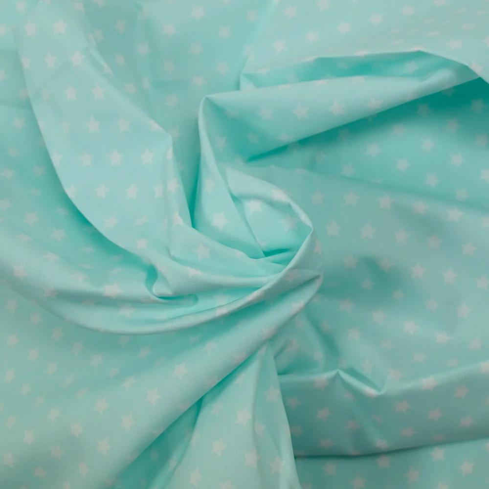 Coton imprimé étoile 1cm aqua - Image 2