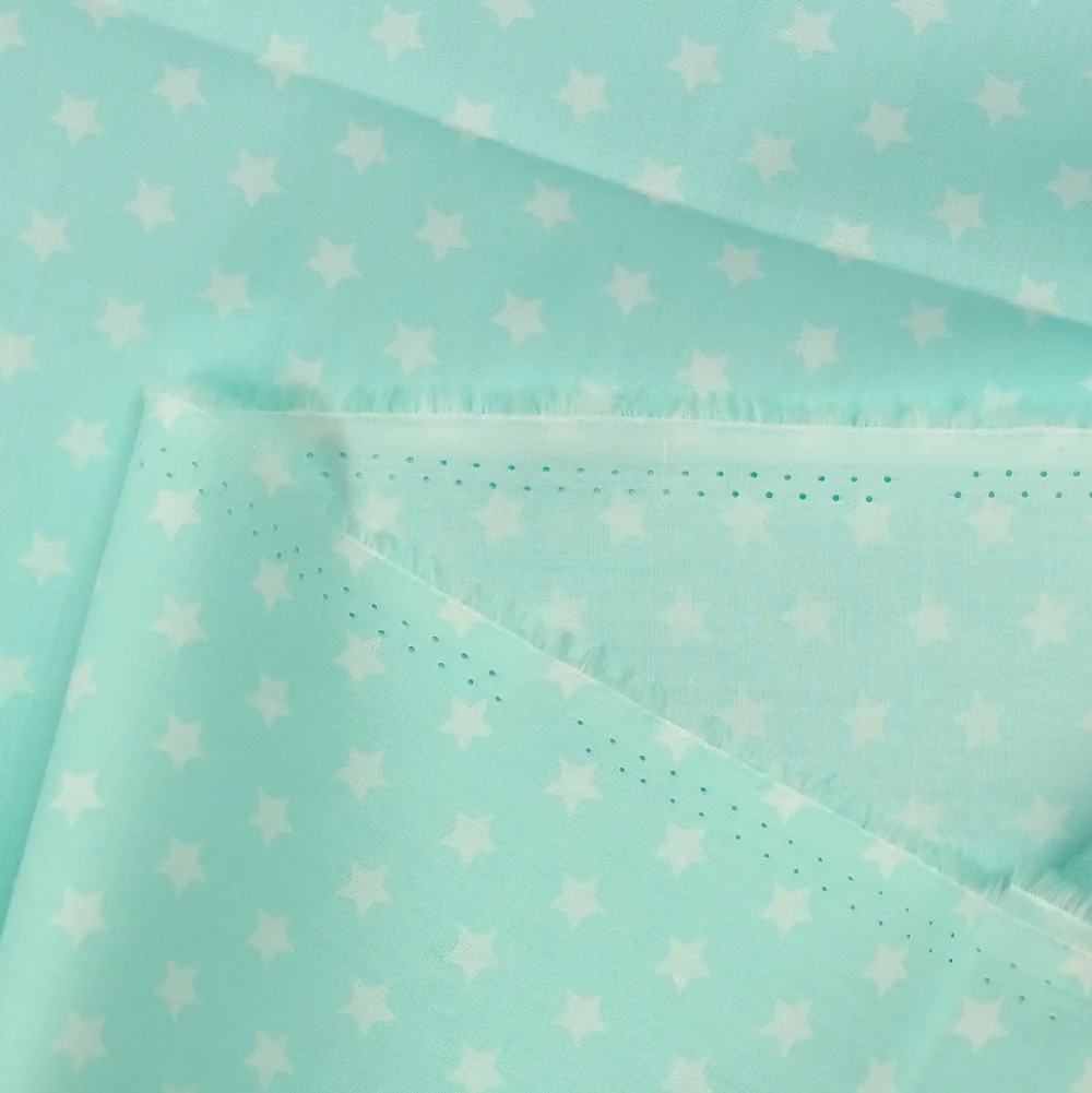 Coton imprimé étoile 1cm aqua - Image 4