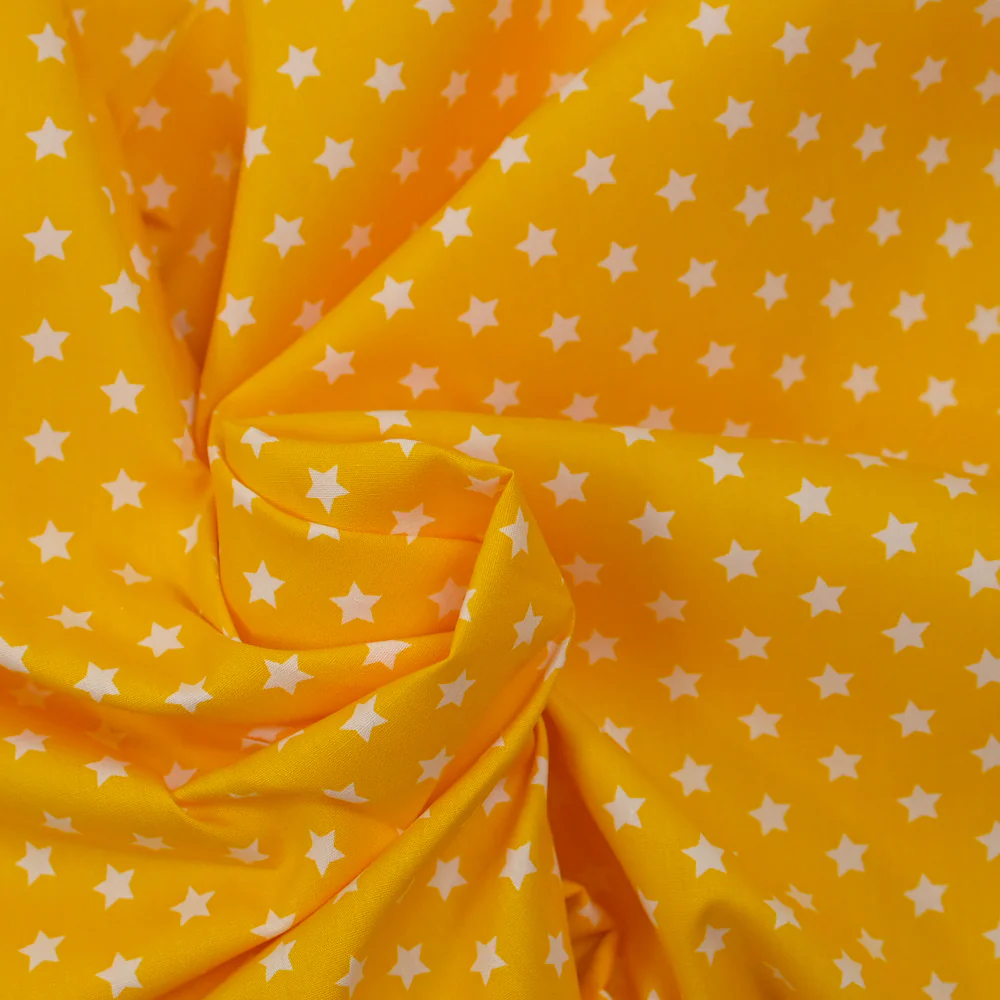 Coton imprimé étoile 1cm jaune - Image 2