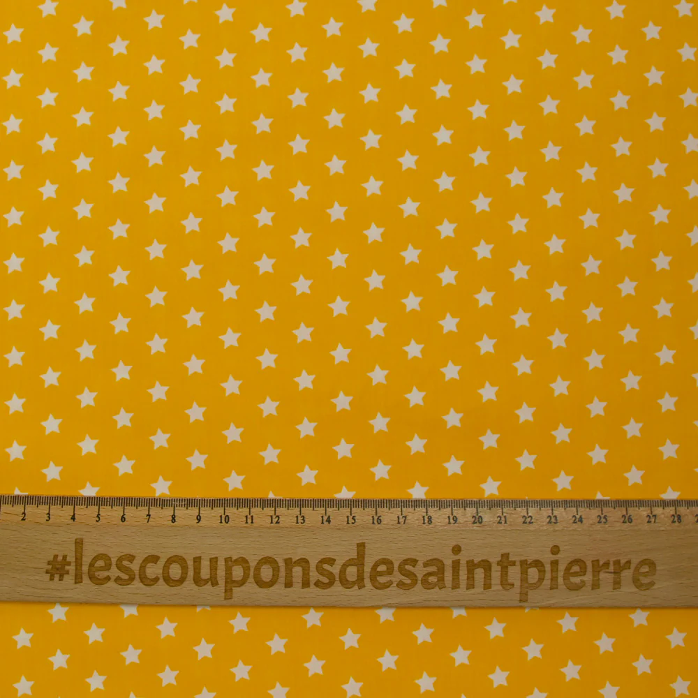 Coton imprimé étoile 1cm jaune - Image 3
