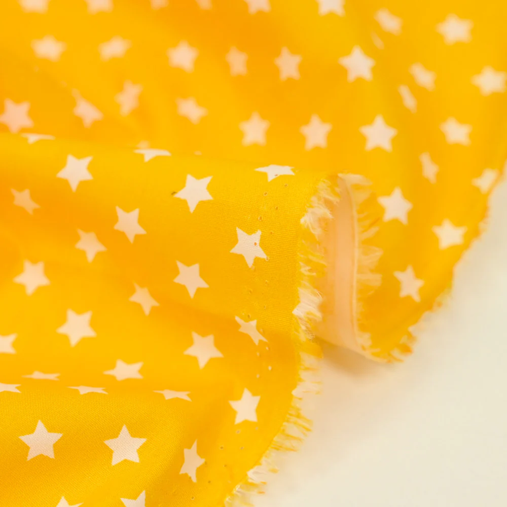 Coton imprimé étoile 1cm jaune - Image 5