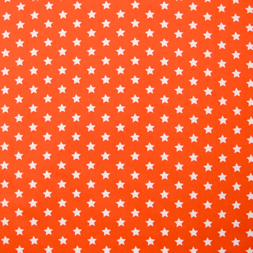 Coton imprimé étoile 1cm orange