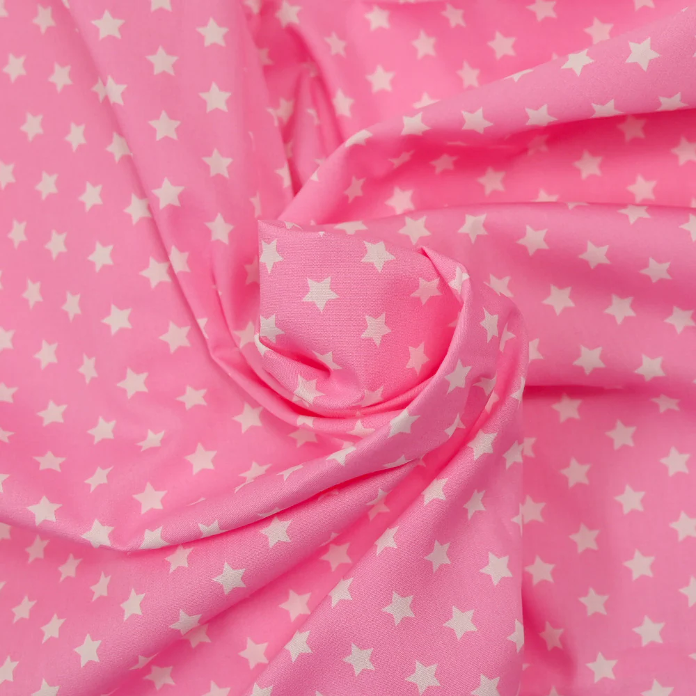 Coton imprimé étoile 1cm rose - Image 2