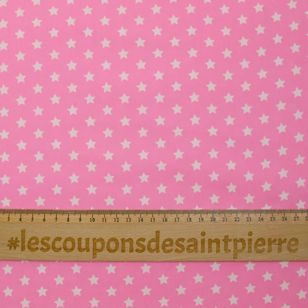 Coton imprimé étoile 1cm rose - Image 3