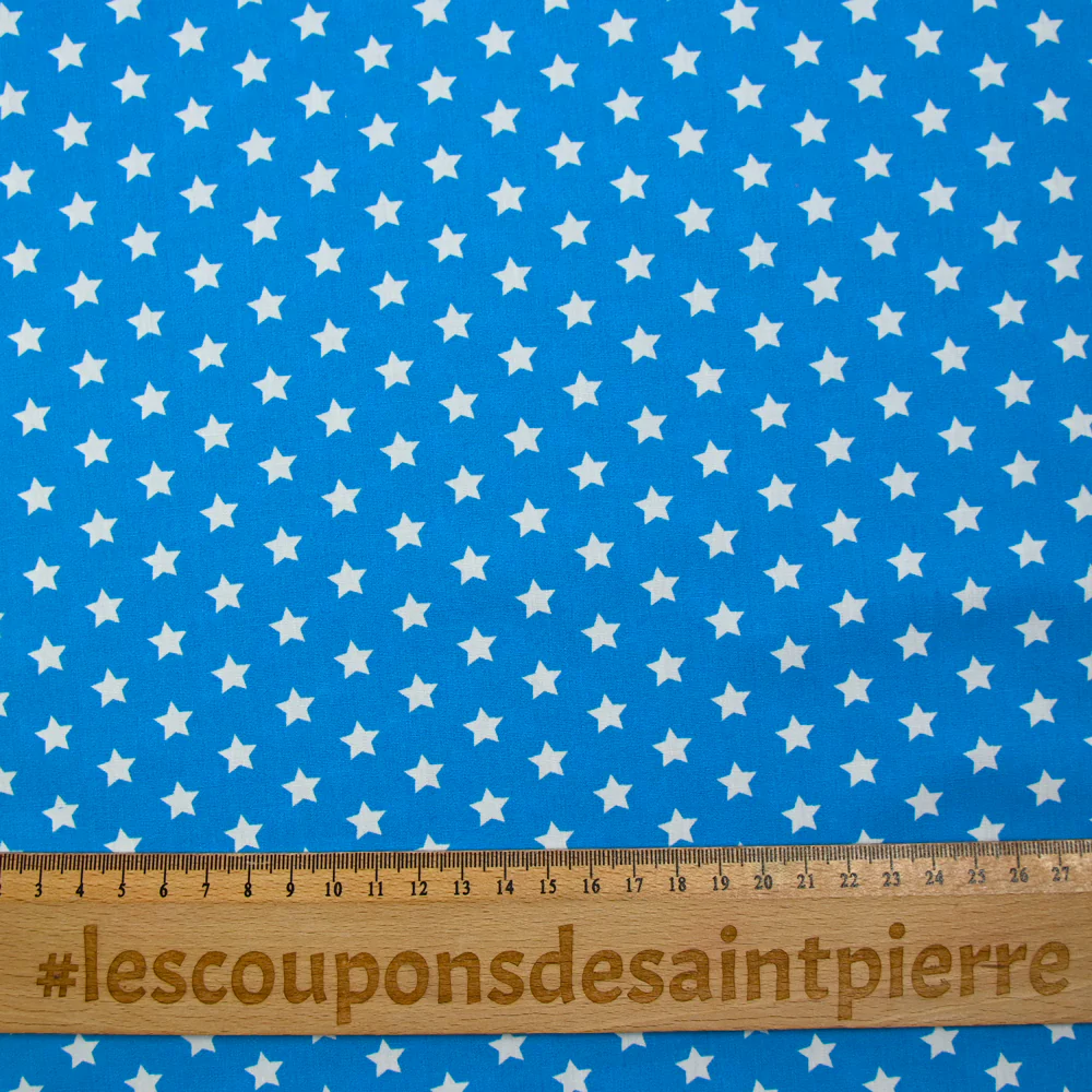 Coton imprimé étoile 1cm turquoise - Image 3