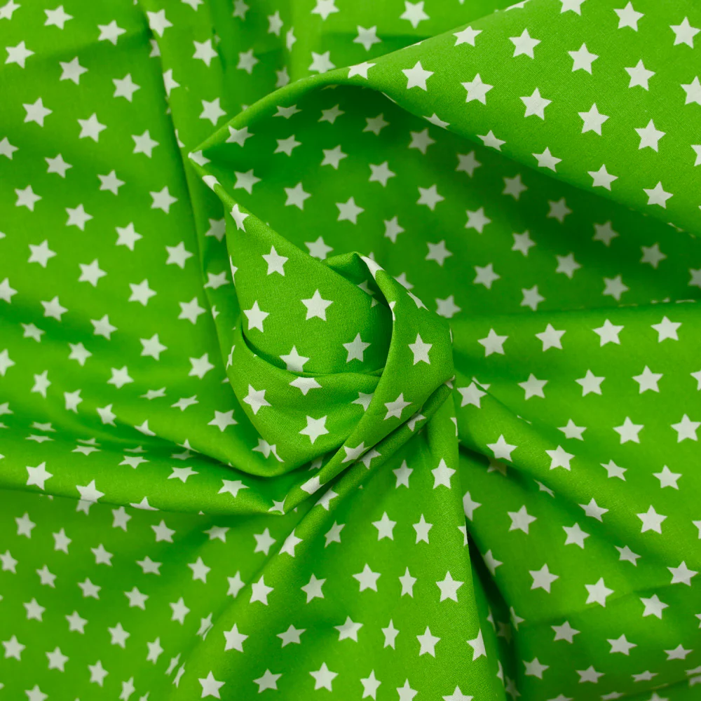 Coton imprimé étoile 1cm vert pistache - Image 2