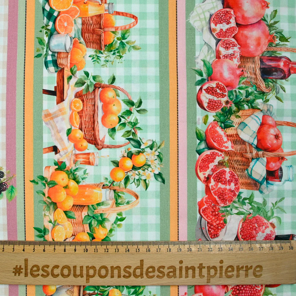 Coton imprimé frise vitaminée orange et vert - Image 4