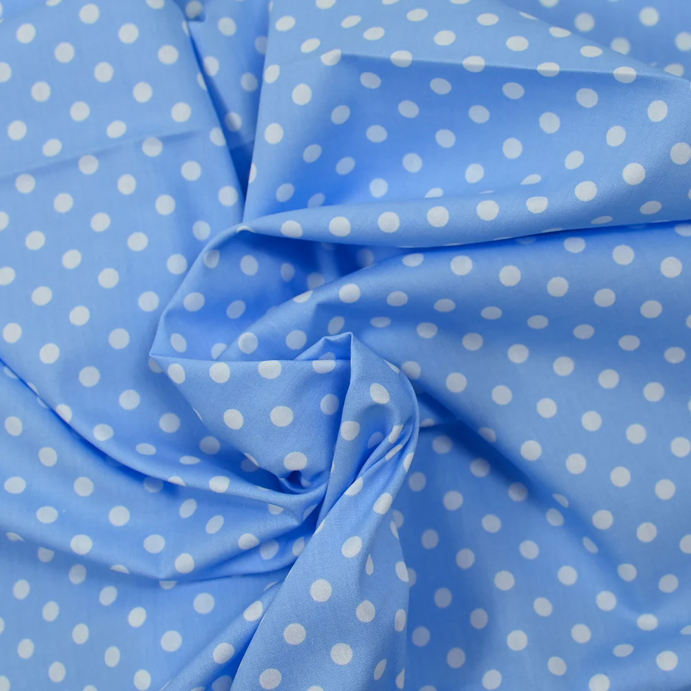 Coton imprimé pois 6mm bleu céruléen - Image 2
