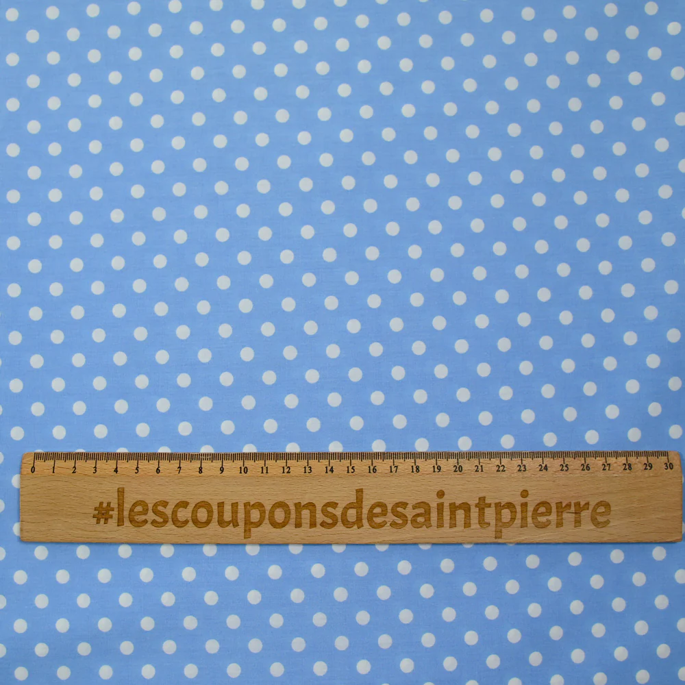Coton imprimé pois 6mm bleu céruléen - Image 3