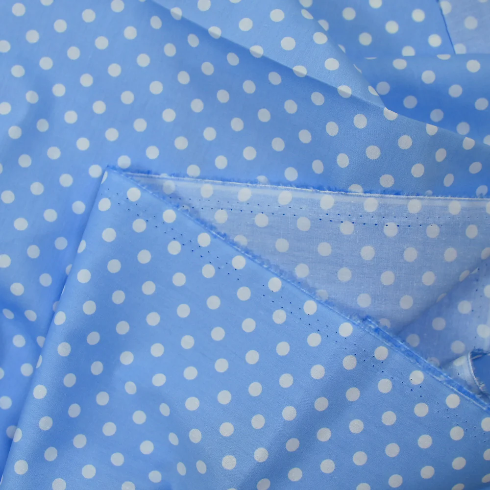 Coton imprimé pois 6mm bleu céruléen - Image 4