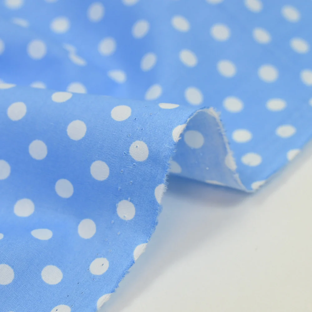 Coton imprimé pois 6mm bleu céruléen - Image 5