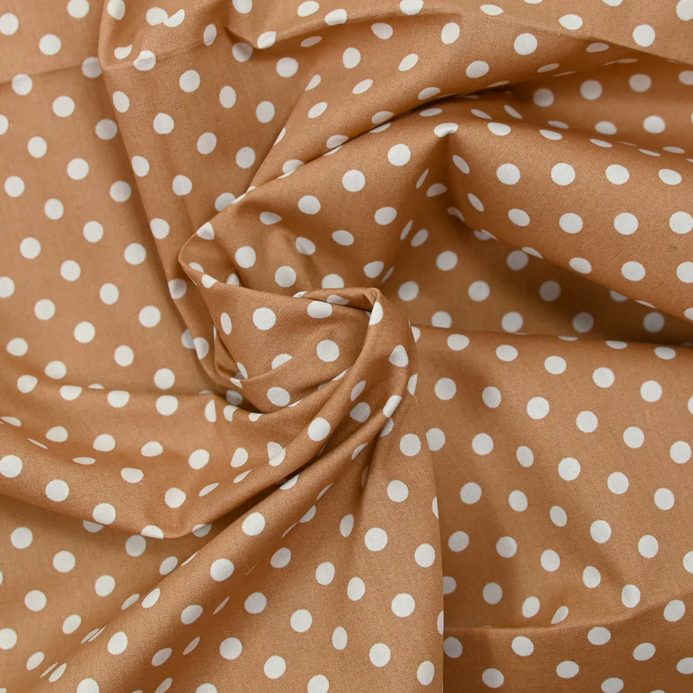 Coton imprimé pois 6mm café - Image 2