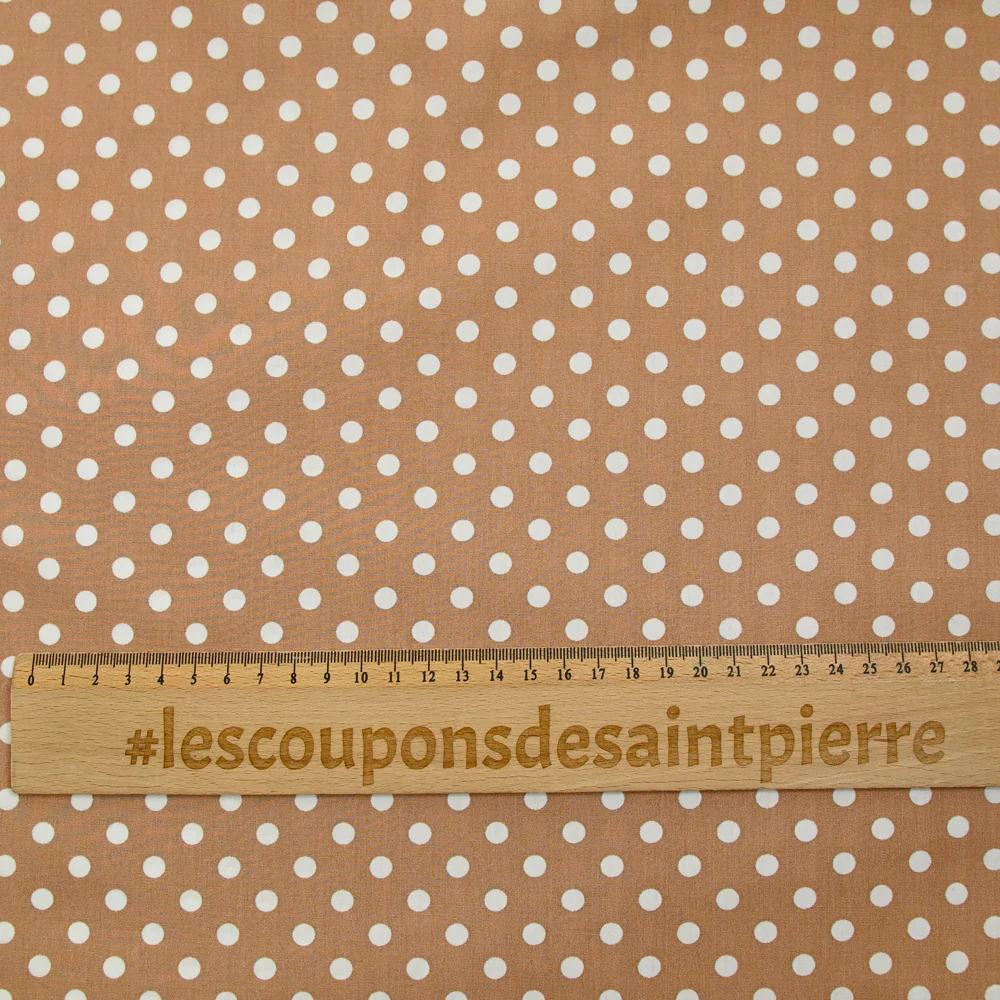 Coton imprimé pois 6mm café - Image 3