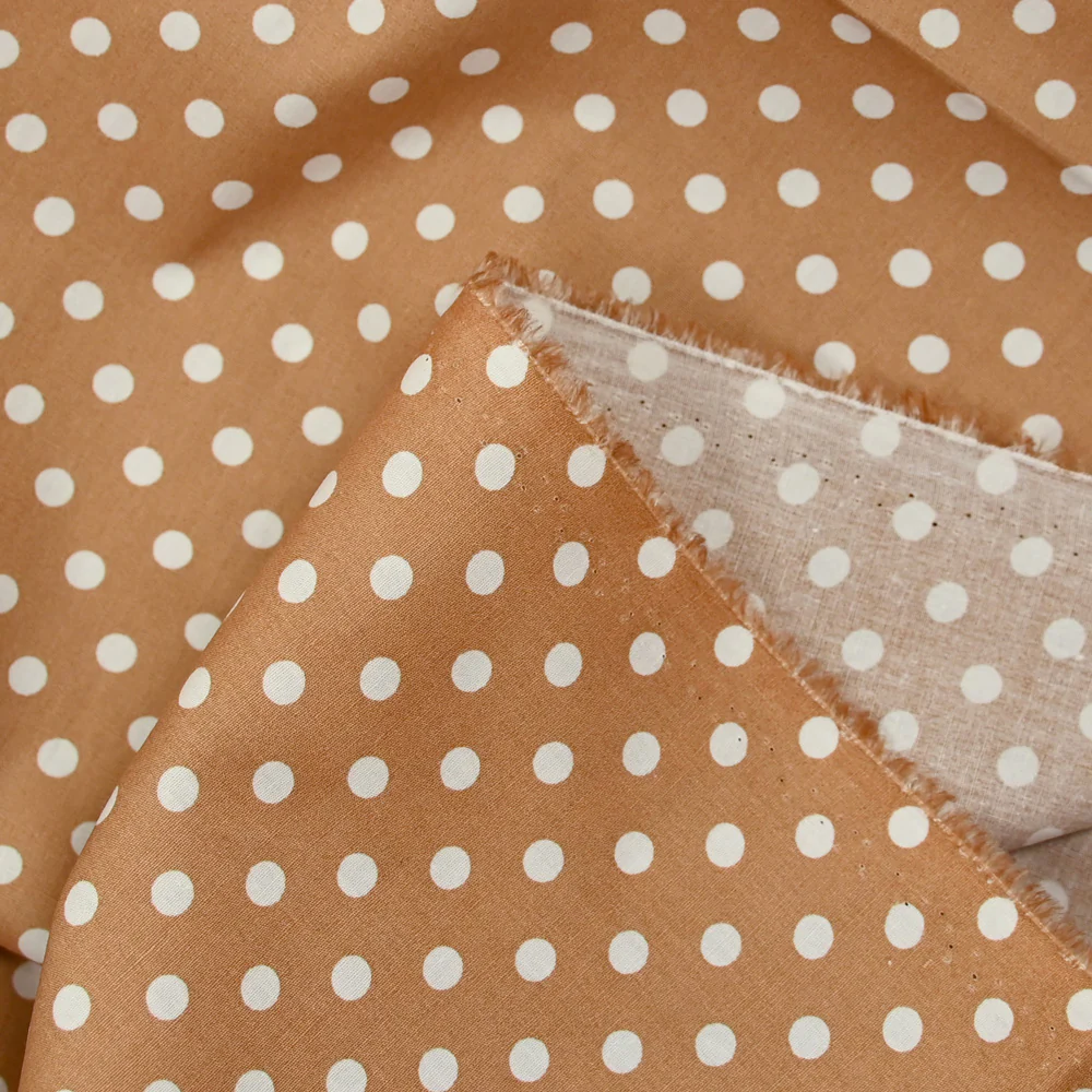 Coton imprimé pois 6mm café - Image 4