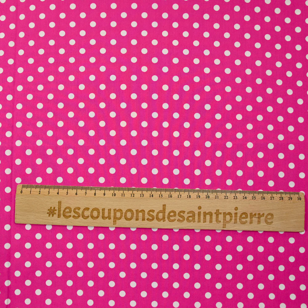 Coton imprimé pois 6mm fuchsia - Image 3